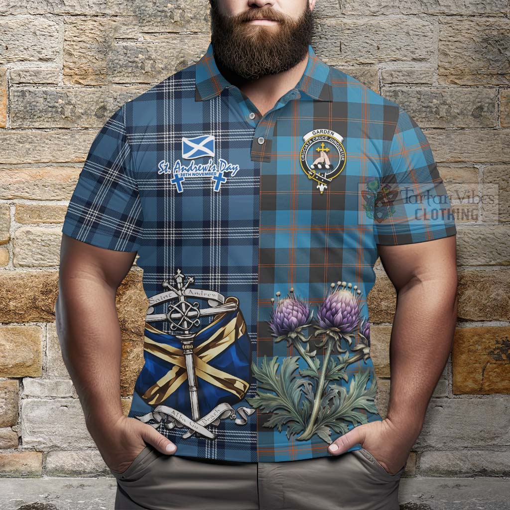 Tartan Vibes Clothing Garden (Gardyne) Tartan Polo Shirt Happy St. Andrew's Day Half Tartan Style