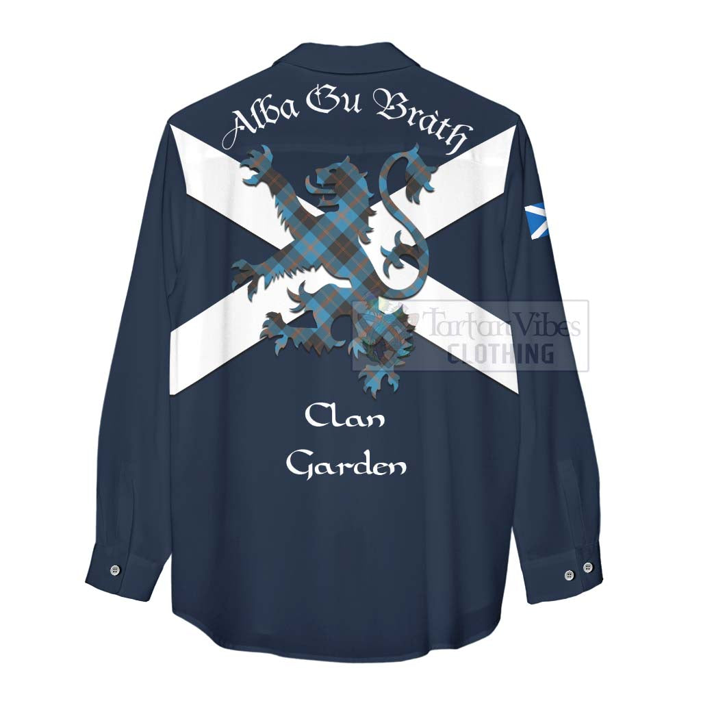 Tartan Vibes Clothing Garden (Gardyne) Tartan Lion Rampant Women's Casual Shirt Proudly Display Your Heritage with Alba Gu Brath and Clan Name