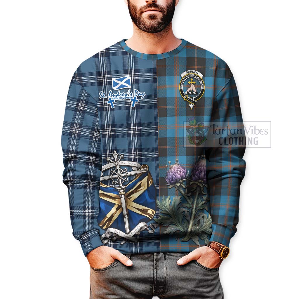 Tartan Vibes Clothing Garden (Gardyne) Tartan Sweatshirt Happy St. Andrew's Day Half Tartan Style