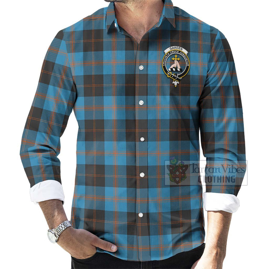 Tartan Vibes Clothing Garden (Gardyne) Tartan Long Sleeve Button Shirt with Family Crest Celtic Skull Style