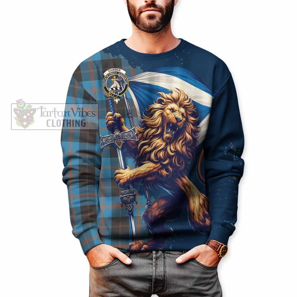 Tartan Vibes Clothing Garden (Gardyne) Tartan Family Crest Sweatshirt with Scottish Majestic Lion