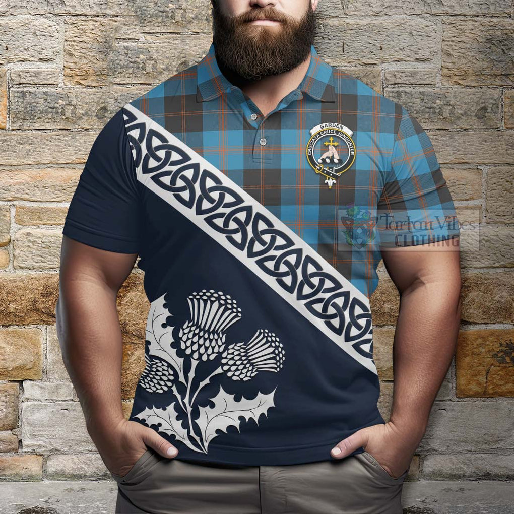 Garden (Gardyne) Tartan Polo Shirt Featuring Thistle and Scotland Map