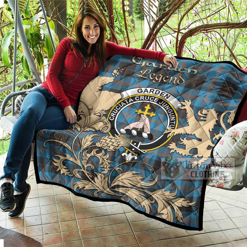 Tartan Vibes Clothing Garden (Gardyne) Tartan Quilt with Family Crest and Scottish Symbol Style