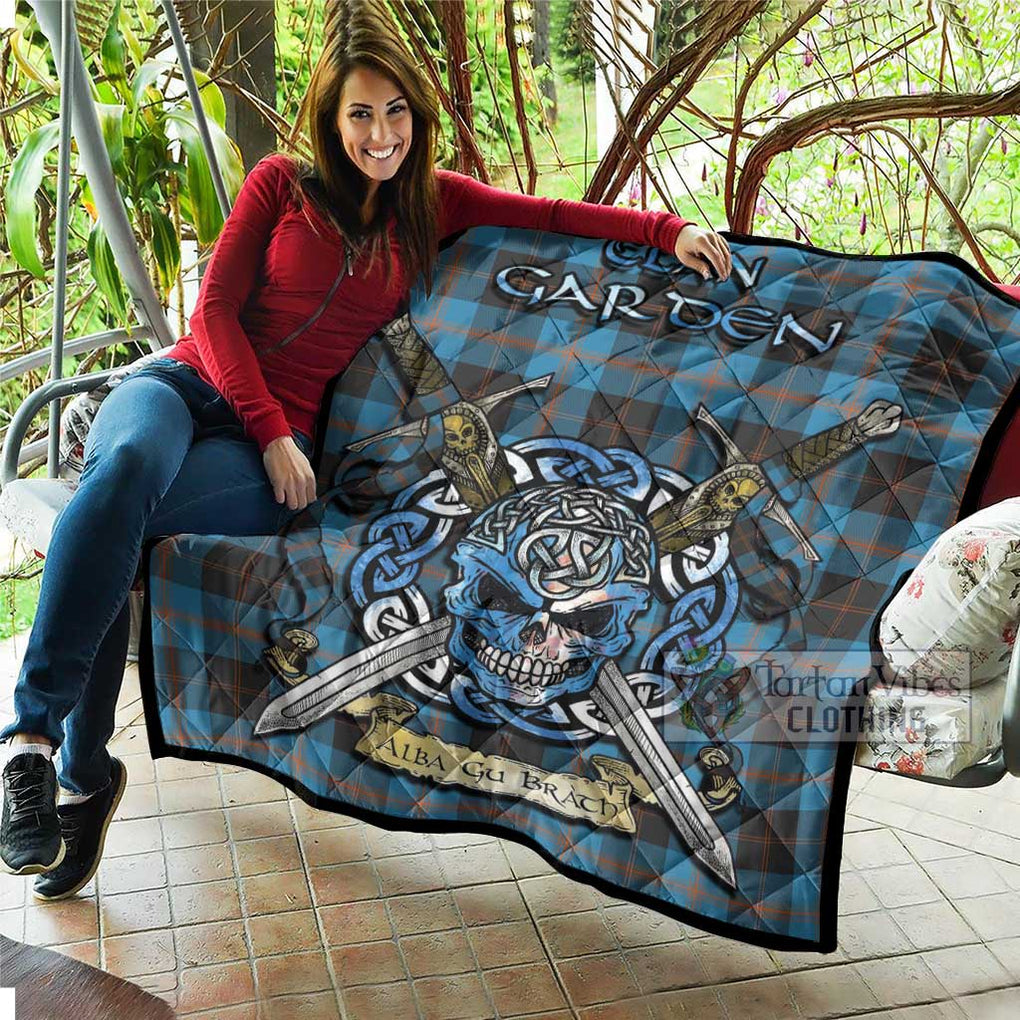 Tartan Vibes Clothing Garden (Gardyne) Tartan Quilt with Celtic Skull Alba Gu Brath Style