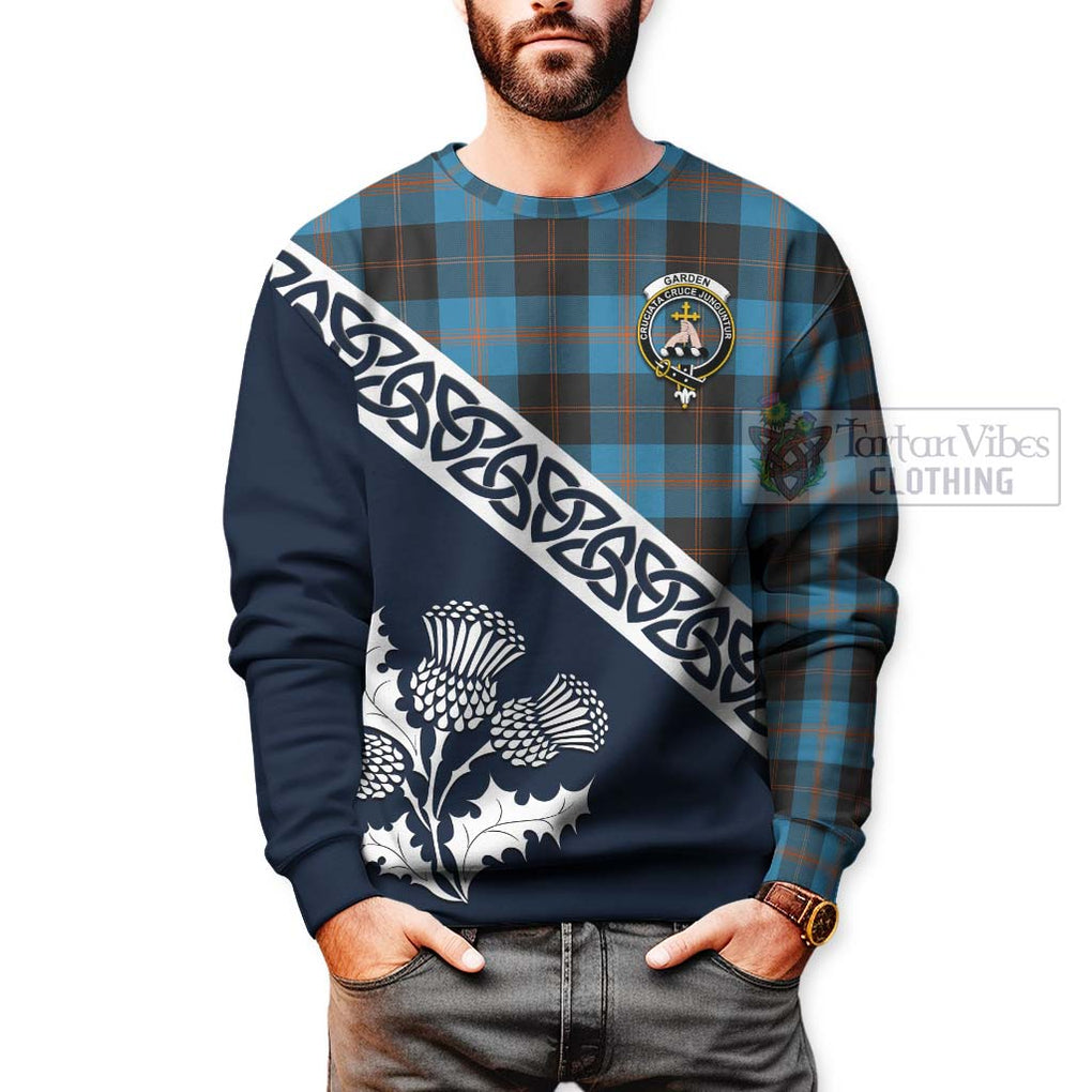 Tartan Vibes Clothing Garden (Gardyne) Tartan Sweatshirt Featuring Thistle and Scotland Map