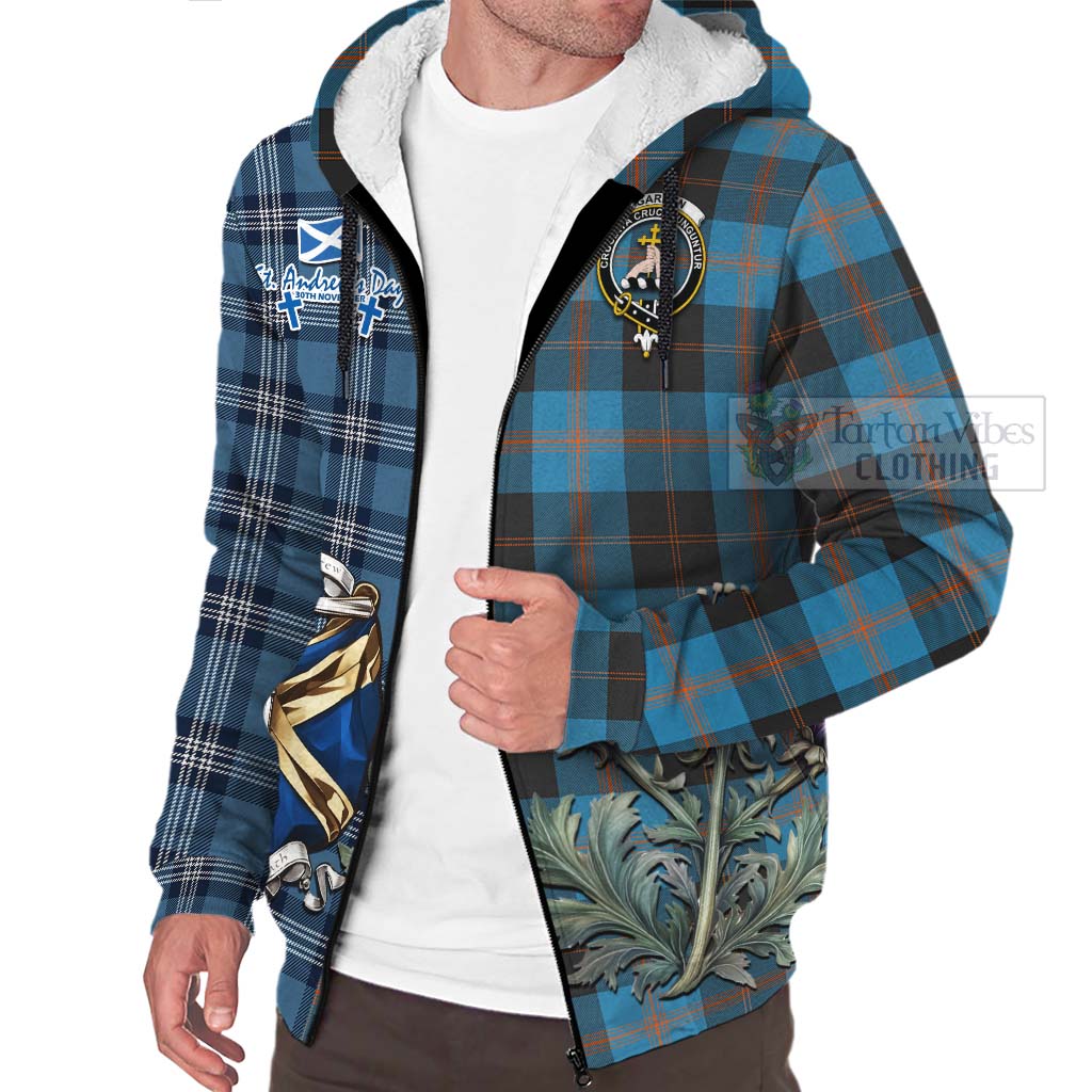 Tartan Vibes Clothing Garden (Gardyne) Tartan Sherpa Hoodie Happy St. Andrew's Day Half Tartan Style