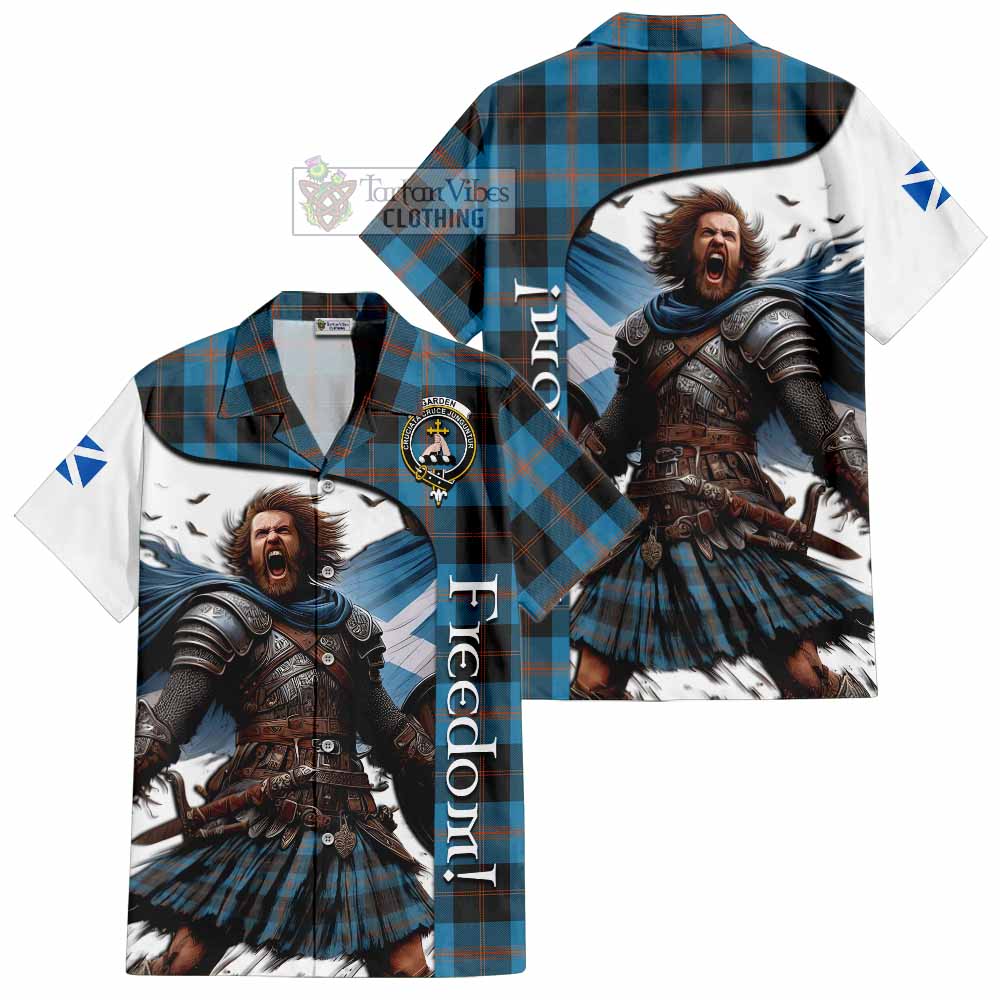 Tartan Vibes Clothing Garden (Gardyne) Crest Tartan Short Sleeve Button Shirt Inspired by the Freedom of Scottish Warrior