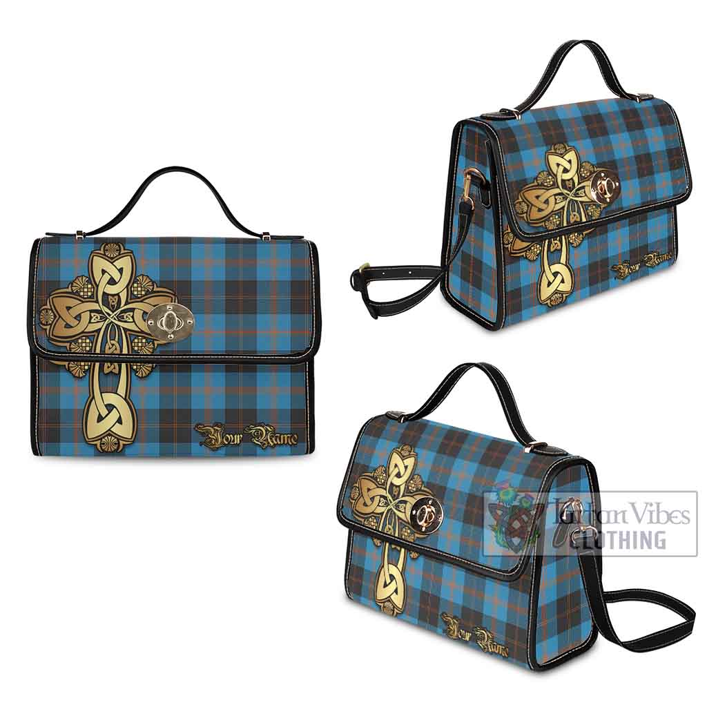 Tartan Vibes Clothing Garden (Gardyne) Tartan Waterproof Canvas Bag Golden Thistle Celtic Cross Style