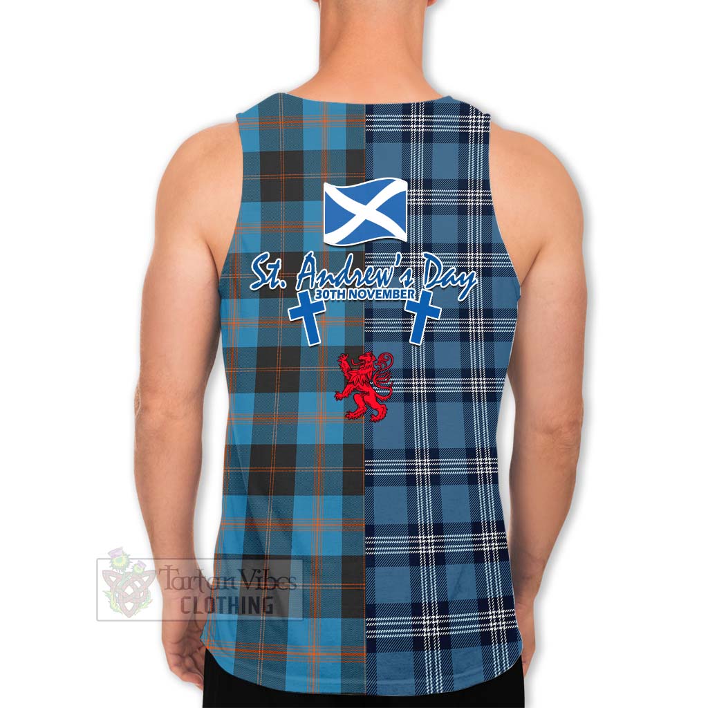 Tartan Vibes Clothing Garden (Gardyne) Tartan Men's Tank Top Happy St. Andrew's Day Half Tartan Style