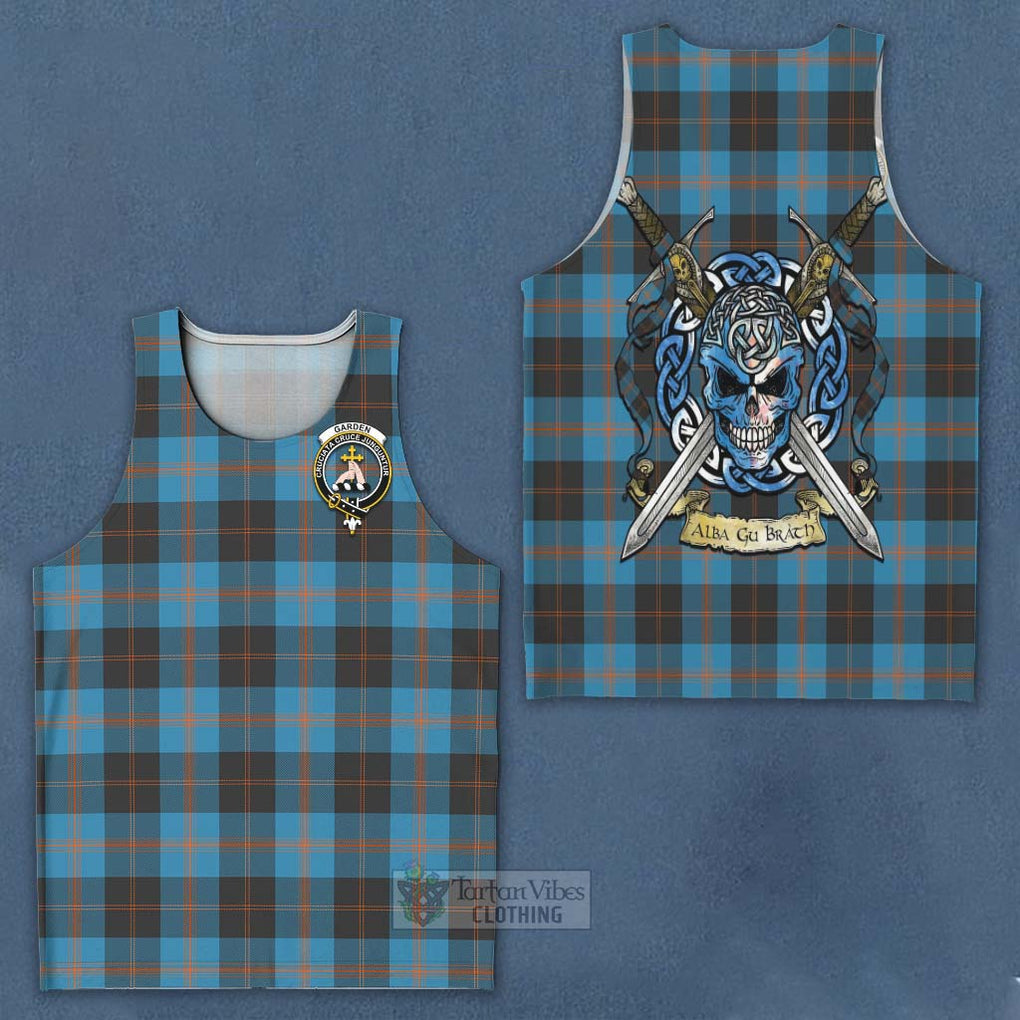 Tartan Vibes Clothing Garden (Gardyne) Tartan Men's Tank Top with Family Crest Celtic Skull Style