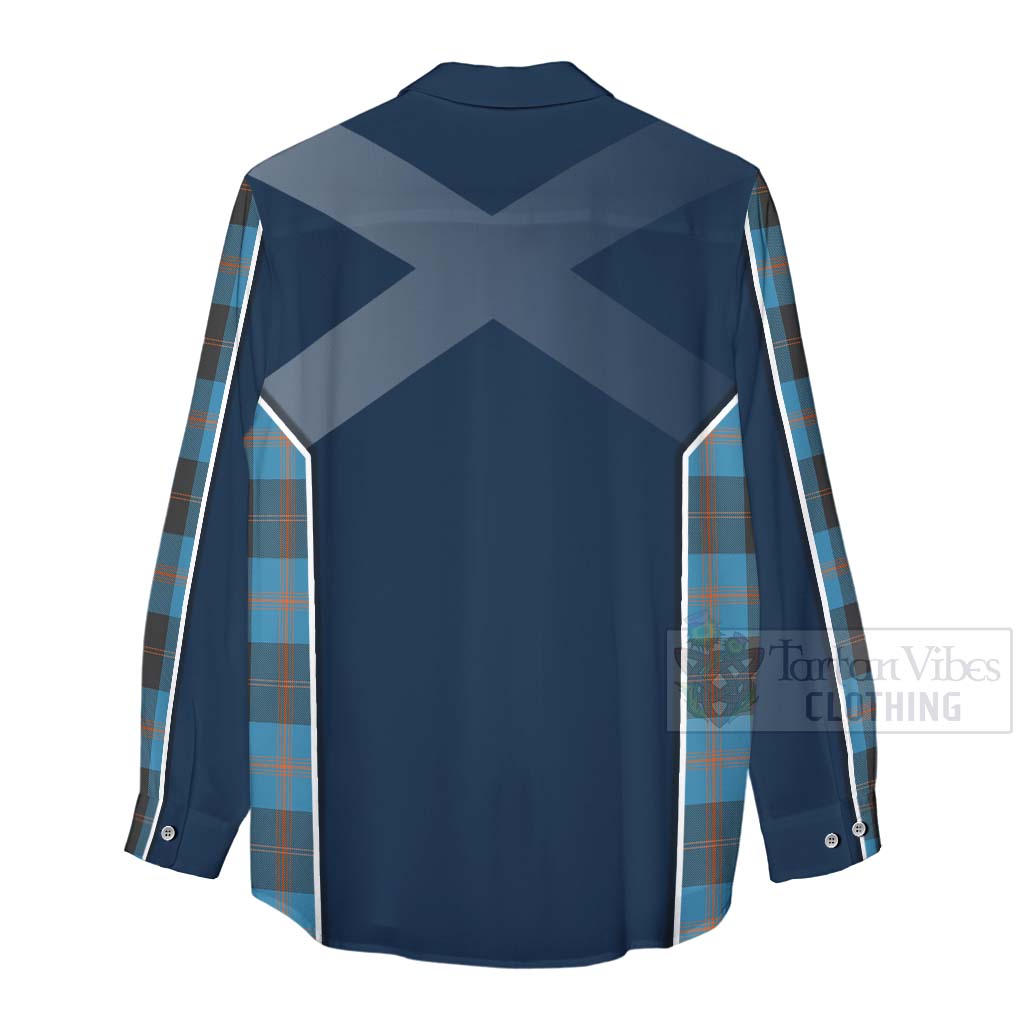 Tartan Vibes Clothing Garden (Gardyne) Tartan Women's Casual Shirt with Family Crest and Scottish Thistle Vibes Sport Style