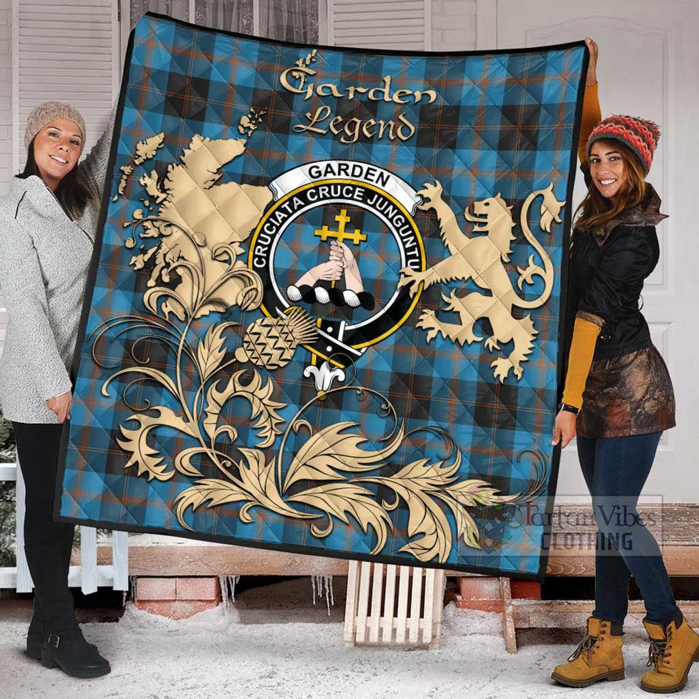 Tartan Vibes Clothing Garden (Gardyne) Tartan Quilt with Family Crest and Scottish Symbol Style