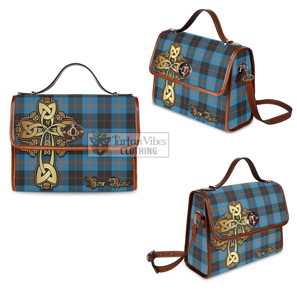 Tartan Vibes Clothing Garden (Gardyne) Tartan Waterproof Canvas Bag Golden Thistle Celtic Cross Style