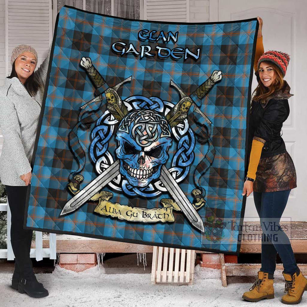 Tartan Vibes Clothing Garden (Gardyne) Tartan Quilt with Celtic Skull Alba Gu Brath Style