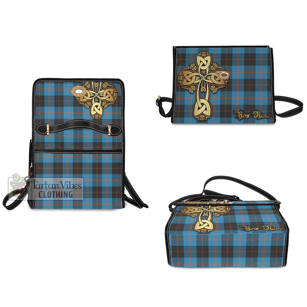 Tartan Vibes Clothing Garden (Gardyne) Tartan Waterproof Canvas Bag Golden Thistle Celtic Cross Style