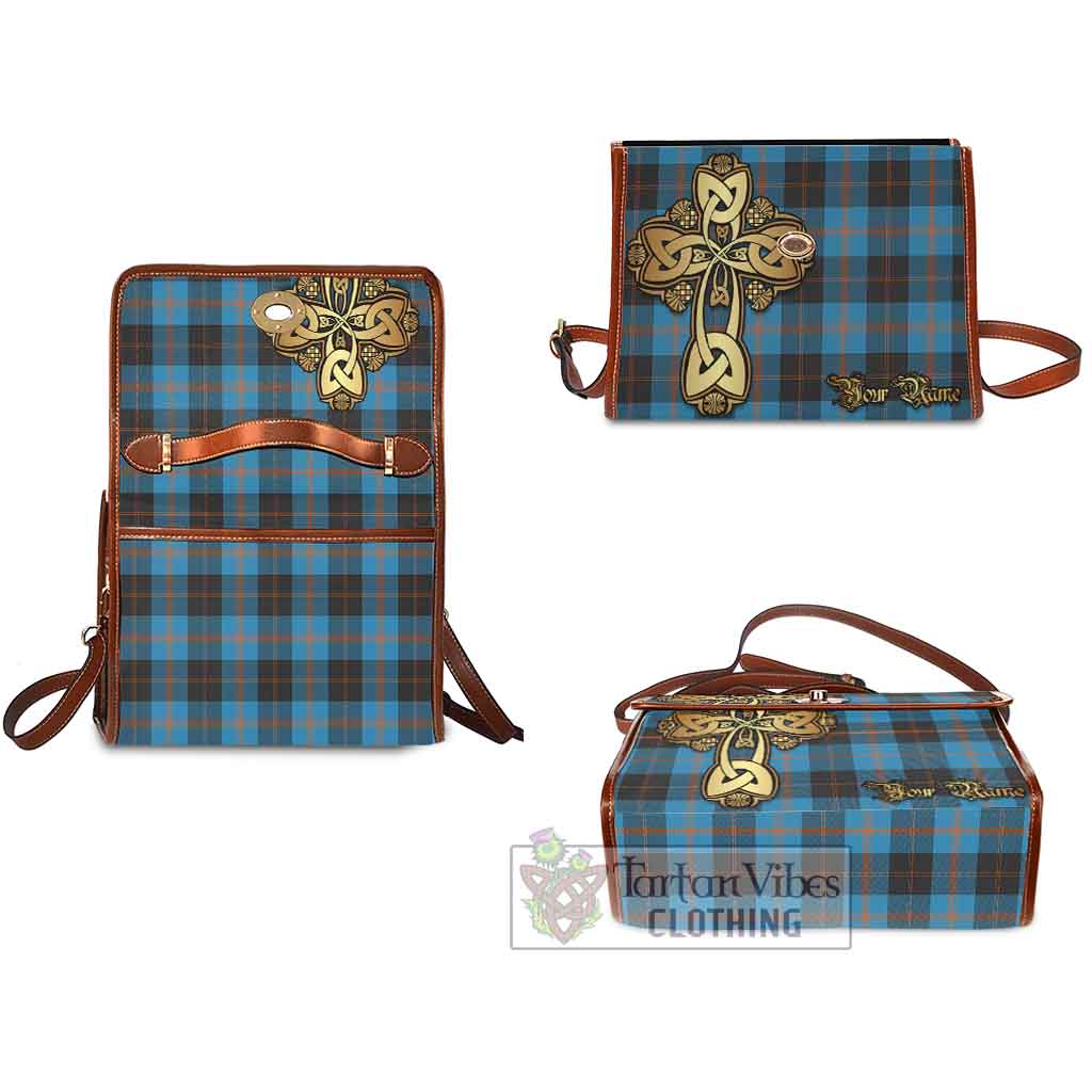 Tartan Vibes Clothing Garden (Gardyne) Tartan Waterproof Canvas Bag Golden Thistle Celtic Cross Style