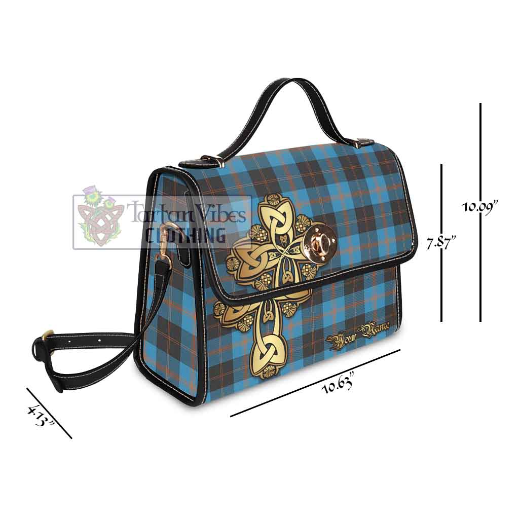 Tartan Vibes Clothing Garden (Gardyne) Tartan Waterproof Canvas Bag Golden Thistle Celtic Cross Style