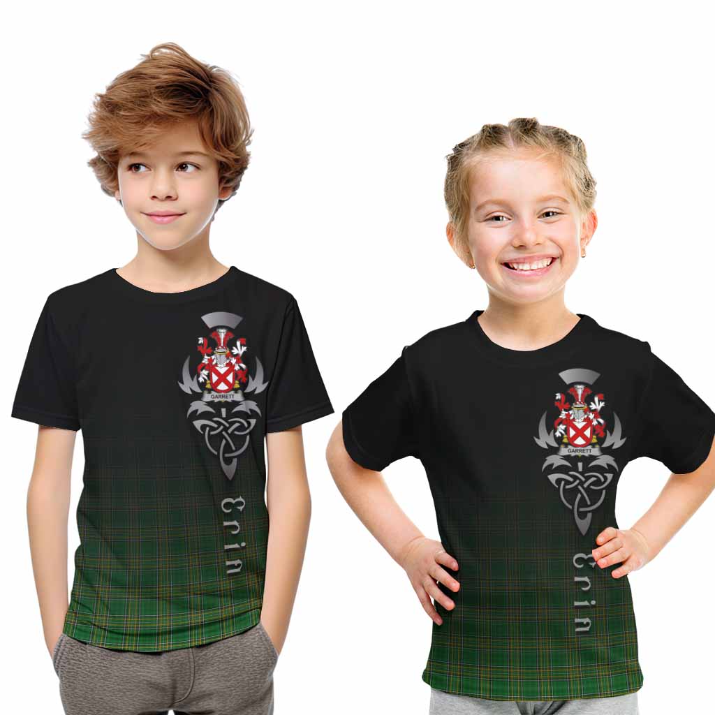 Garrett Irish Clan Kid T-Shirt with Coat of Arms Erin Go Bragh Celtic Inspired Youth XL Size14 - Tartan Vibes Clothing