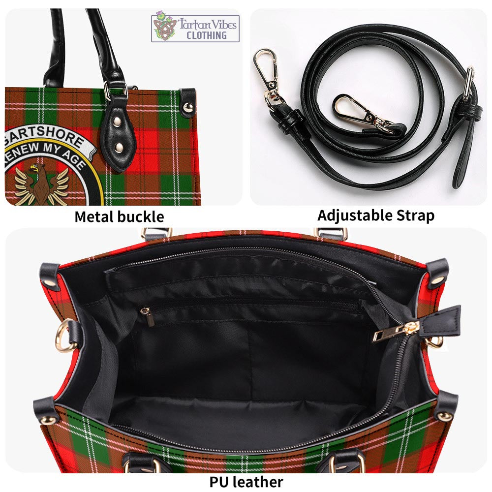 Tartan Vibes Clothing Gartshore Tartan Luxury Leather Handbags with Family Crest