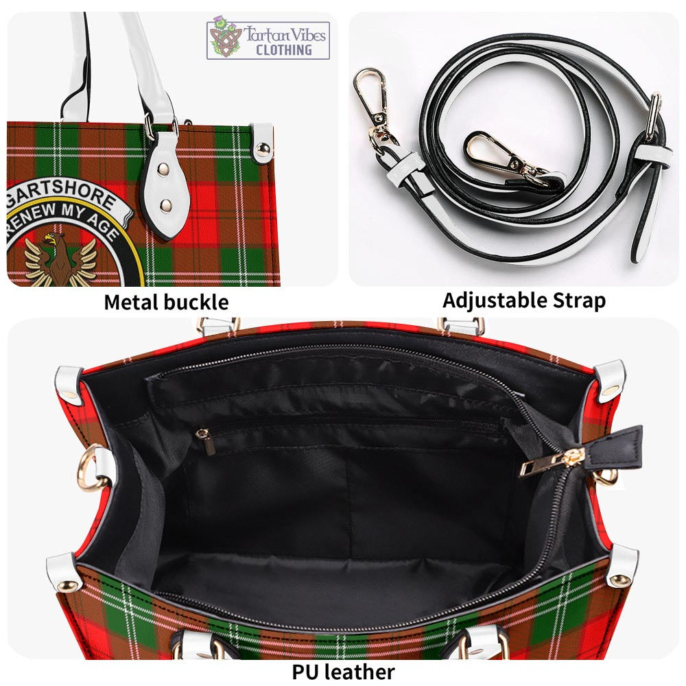 Tartan Vibes Clothing Gartshore Tartan Luxury Leather Handbags with Family Crest