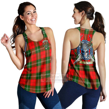 Gartshore Tartan Women's Racerback Tanks with Family Crest Celtic Skull Style