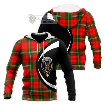 Gartshore Tartan Knitted Hoodie with Family Crest Circle Style