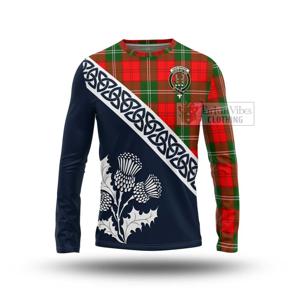 Tartan Vibes Clothing Gartshore Tartan Long Sleeve T-Shirt Featuring Thistle and Scotland Map