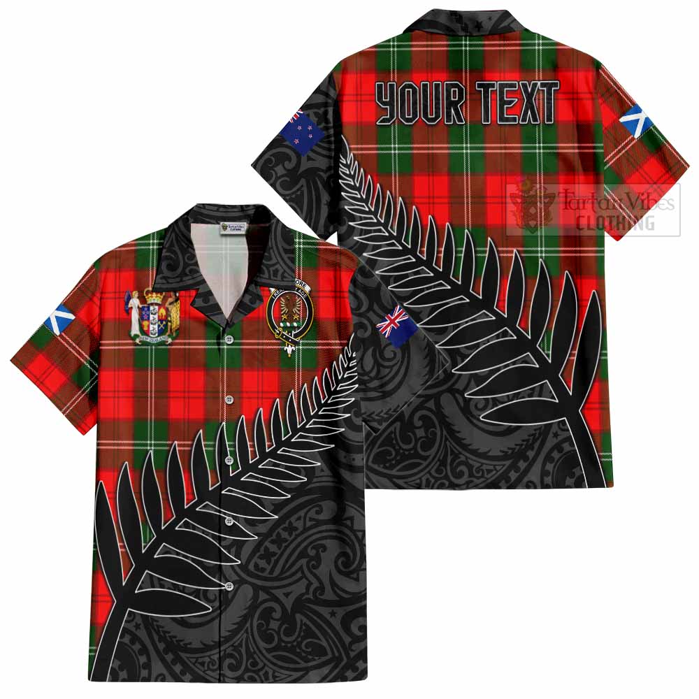 Tartan Vibes Clothing Gartshore Crest Tartan Short Sleeve Button Shirt with New Zealand Silver Fern Half Style