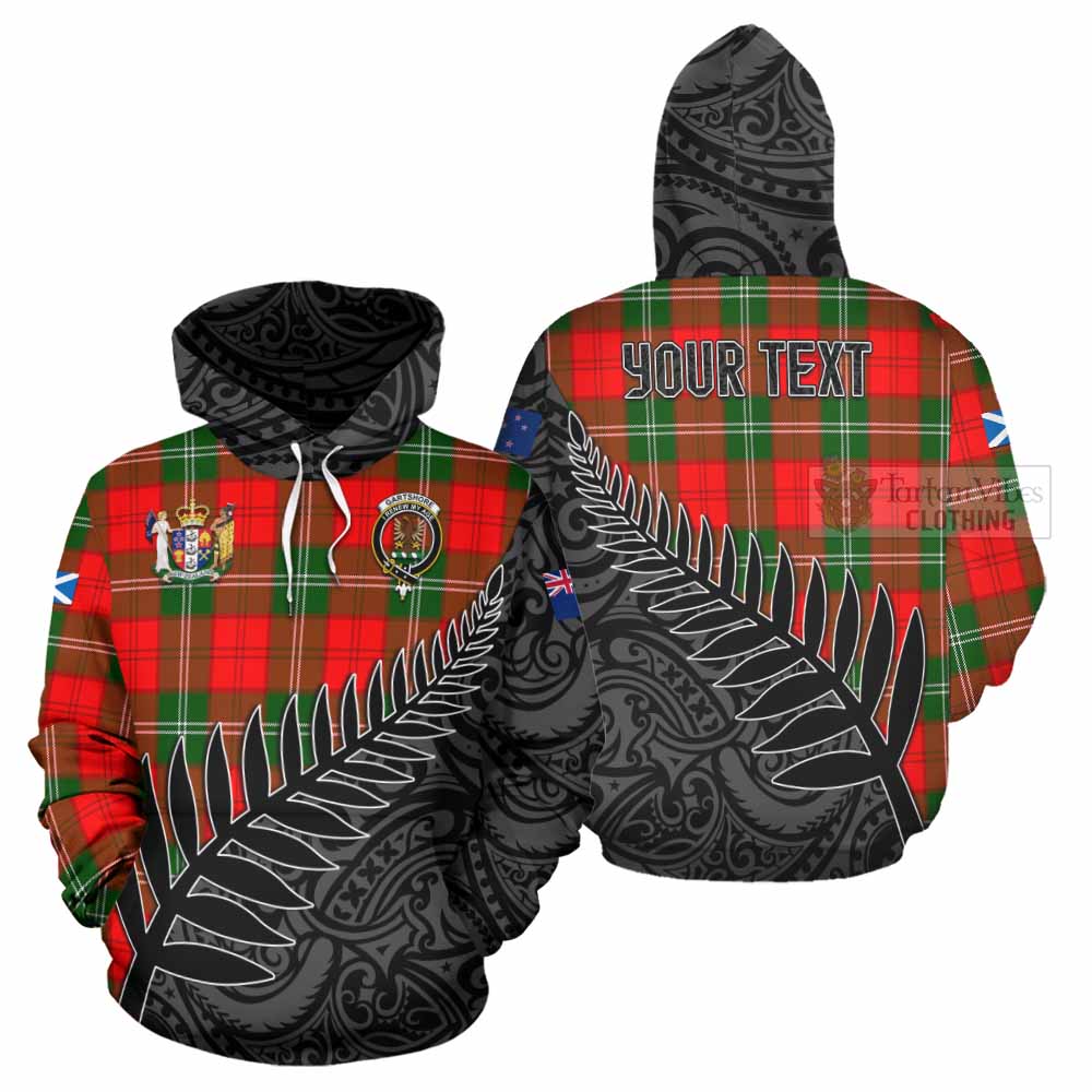 Tartan Vibes Clothing Gartshore Crest Tartan Hoodie with New Zealand Silver Fern Half Style