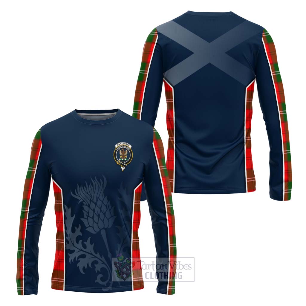 Tartan Vibes Clothing Gartshore Tartan Long Sleeve T-Shirt with Family Crest and Scottish Thistle Vibes Sport Style