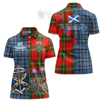 Gartshore Tartan Women's Polo Shirt Happy St. Andrew's Day Half Tartan Style