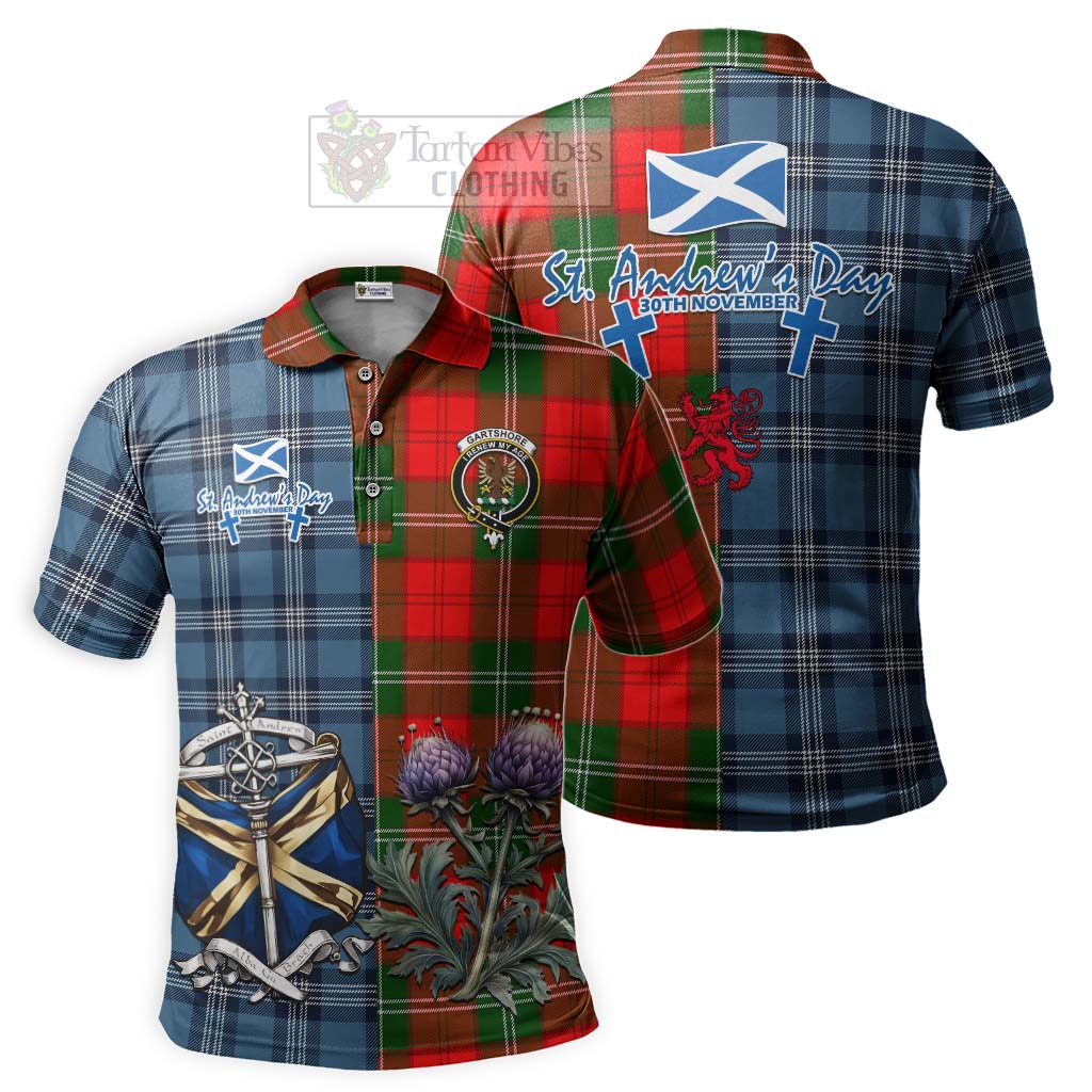 Tartan Vibes Clothing Gartshore Tartan Polo Shirt Happy St. Andrew's Day Half Tartan Style