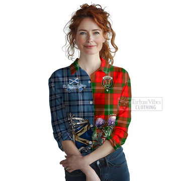 Gartshore Tartan Women's Casual Shirt Happy St. Andrew's Day Half Tartan Style