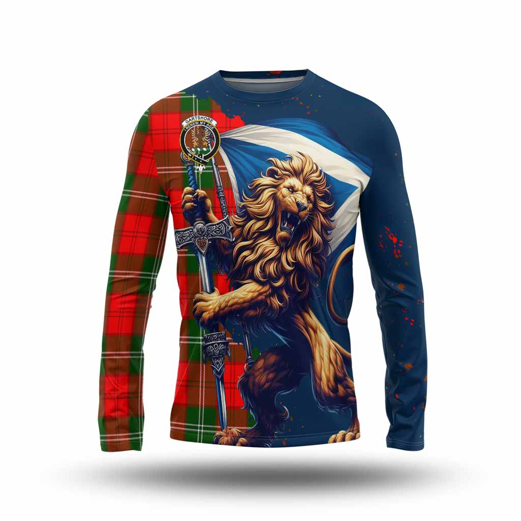 Tartan Vibes Clothing Gartshore Tartan Family Crest Long Sleeve T-Shirt with Scottish Majestic Lion