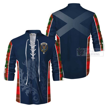 Gartshore Tartan Ghillie Kilt Shirt with Family Crest and Scottish Thistle Vibes Sport Style