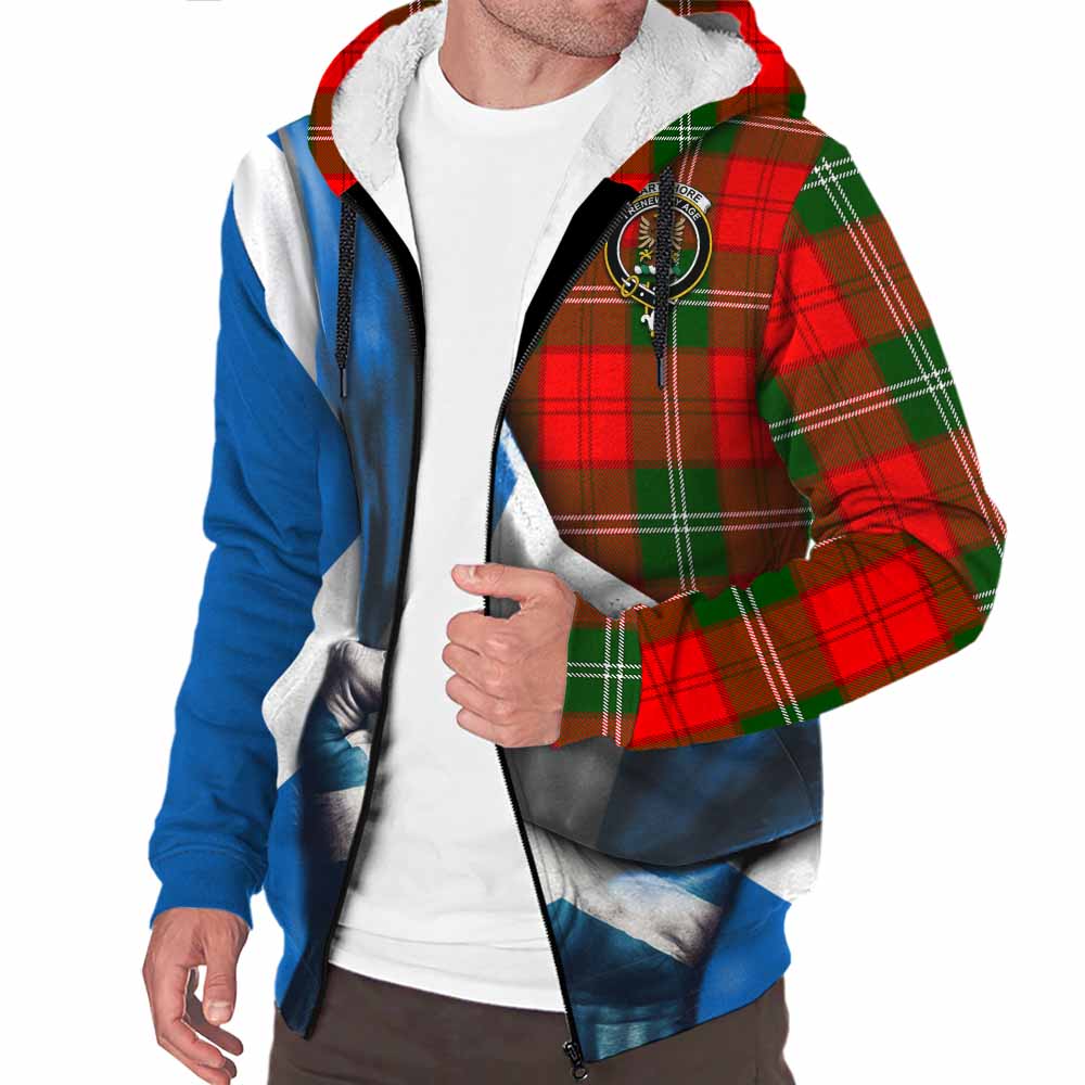 Tartan Vibes Clothing Gartshore Tartan Sherpa Hoodie with Family Crest Scotland Patriotic Style