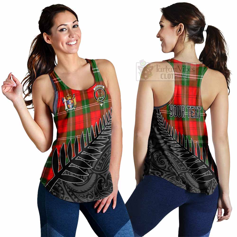 Tartan Vibes Clothing Gartshore Crest Tartan Women's Racerback Tanks with New Zealand Silver Fern Half Style