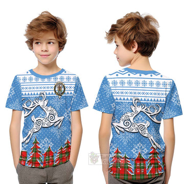 Gartshore Clan Christmas Kid T-Shirt Celtic Reindeer Style