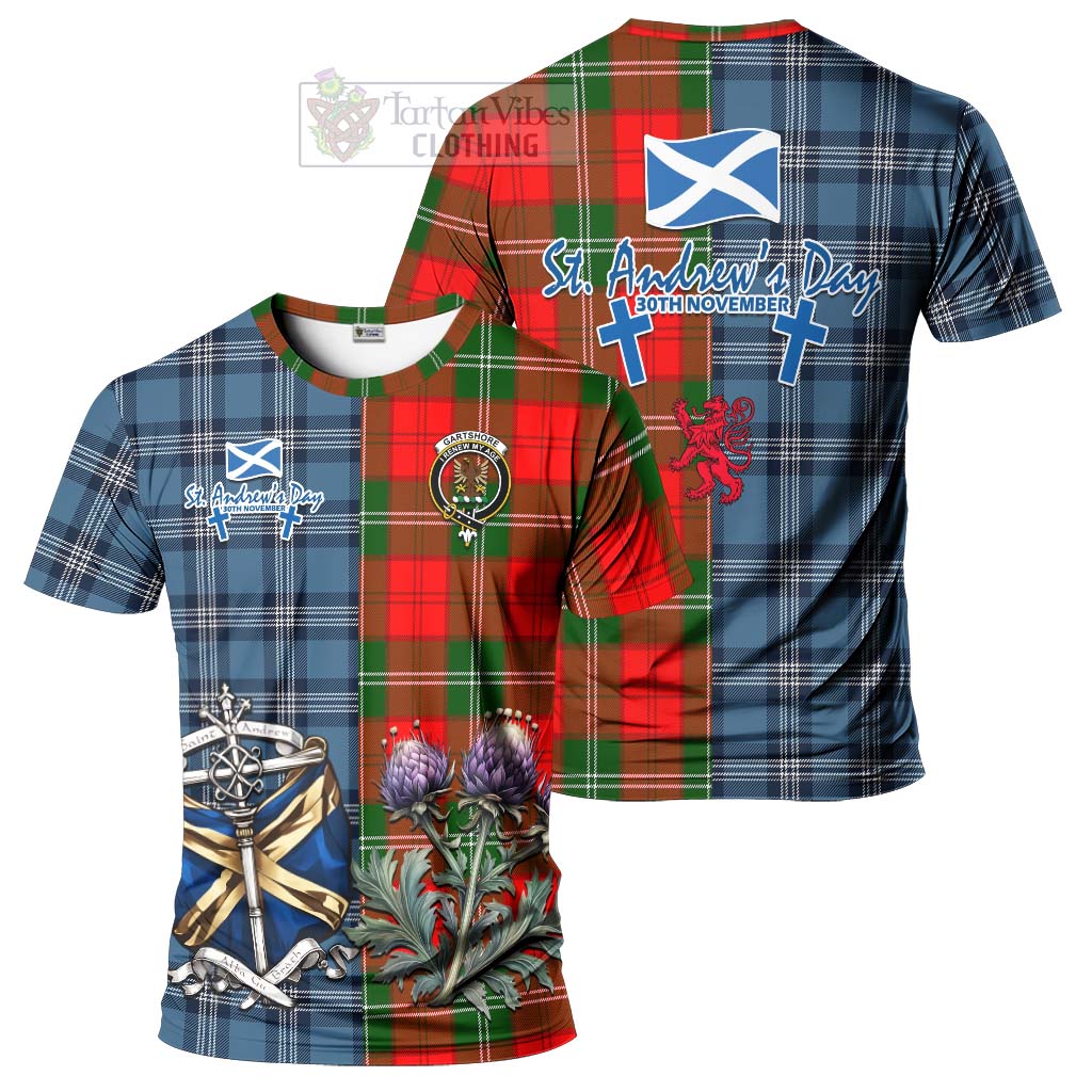 Tartan Vibes Clothing Gartshore Tartan T-Shirt Happy St. Andrew's Day Half Tartan Style