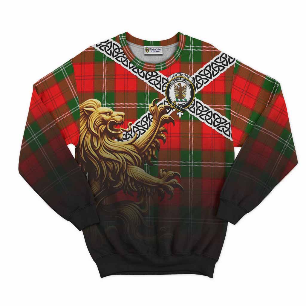 Gartshore Crest Tartan Sweatshirt with Golden Lion Emblem Celtic Style Unisex - Tartan Vibes Clothing