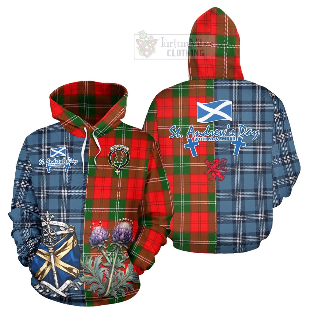 Tartan Vibes Clothing Gartshore Tartan Hoodie Happy St. Andrew's Day Half Tartan Style