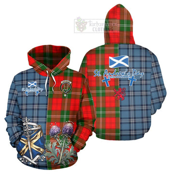 Gartshore Tartan Hoodie Happy St. Andrew's Day Half Tartan Style