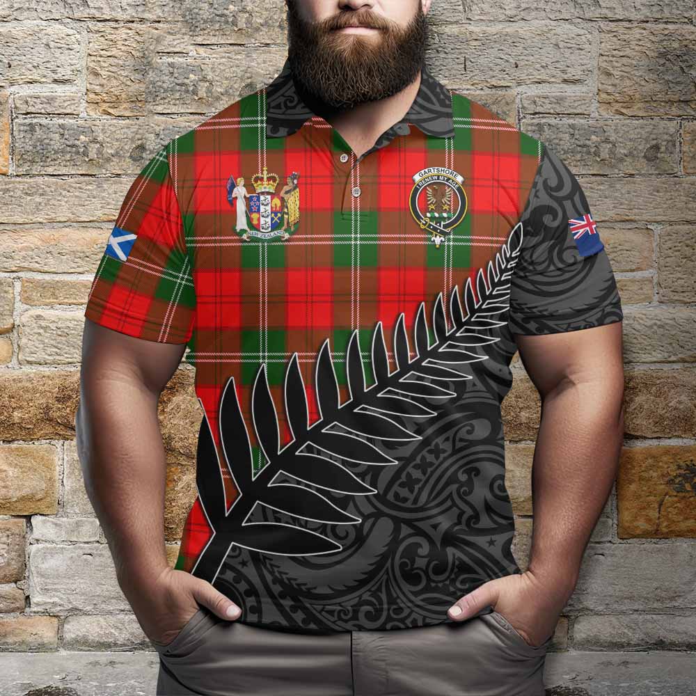 Gartshore Crest Tartan Polo Shirt with New Zealand Silver Fern Half Style