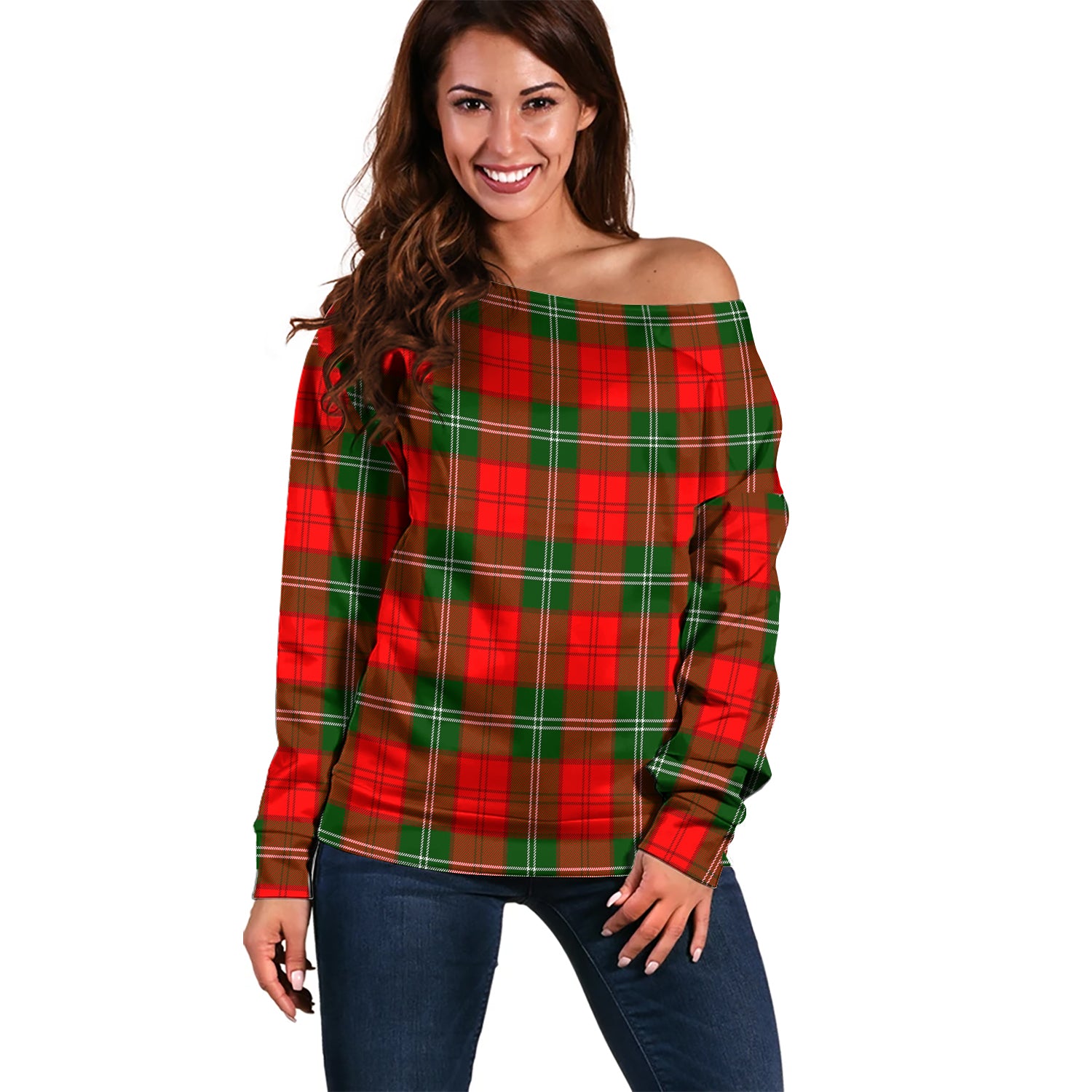 Gartshore Tartan Off Shoulder Women Sweater Women - Tartanvibesclothing