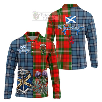 Gartshore Tartan Long Sleeve Polo Shirt Happy St. Andrew's Day Half Tartan Style