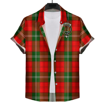 Gartshore Tartan Short Sleeve Button Down Shirt with Family Crest