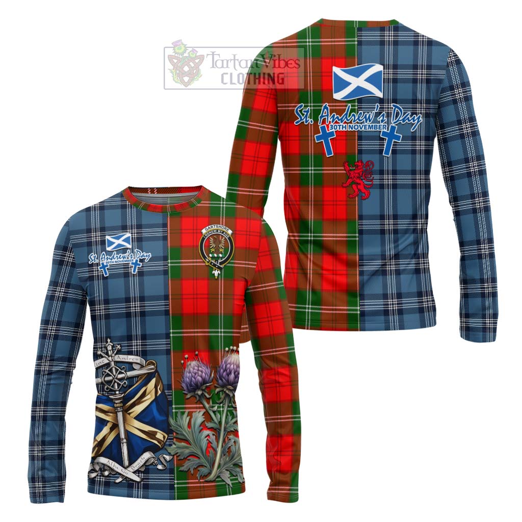 Tartan Vibes Clothing Gartshore Tartan Long Sleeve T-Shirt Happy St. Andrew's Day Half Tartan Style