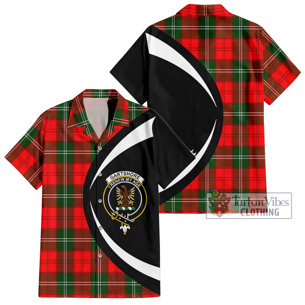 Gartshore Tartan Short Sleeve Button Up with Family Crest Circle Style Kid - Tartan Vibes Clothing