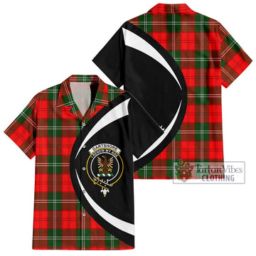 Gartshore Tartan Short Sleeve Button Up with Family Crest Circle Style