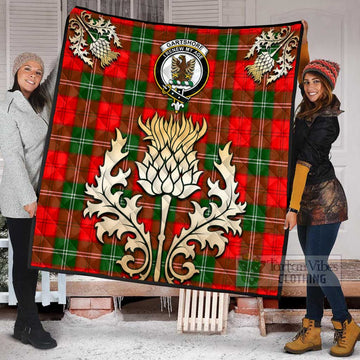 Gartshore Tartan Quilt with Family Crest and Golden Thistle Style